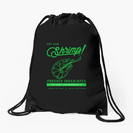 Radioactive Shrimp Retro Parody Drawstring Bags