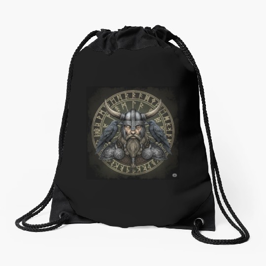 Viking Warrior with Ravens Embossed Helm Drawstring Bags