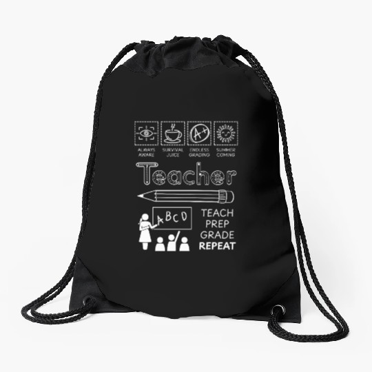 Teacher Appreciation Chalkboard Design Drawstring Bags