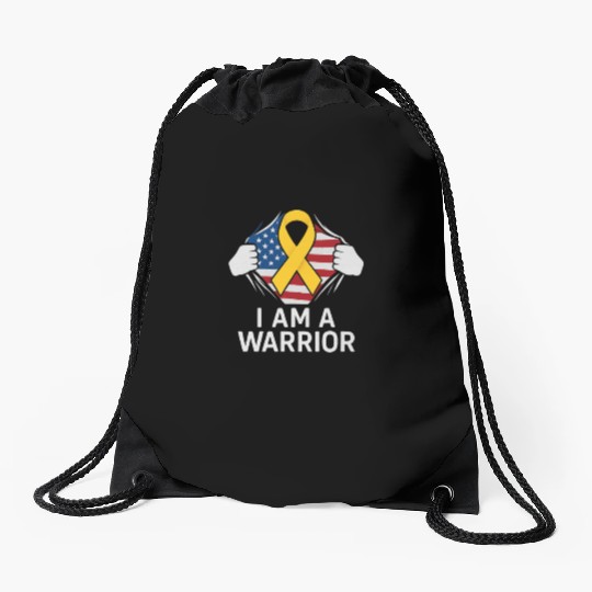 American Warrior of Strength & Awareness Drawstring Bags