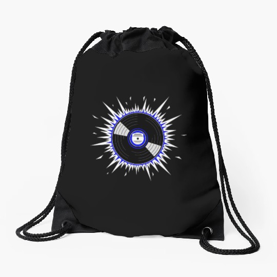 Vinyl Record Starburst Design Drawstring Bags