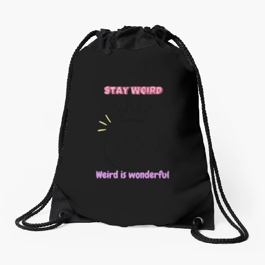 Stay Weird Smile Crown – Cute Pastel Aesthetic  Drawstring Bags