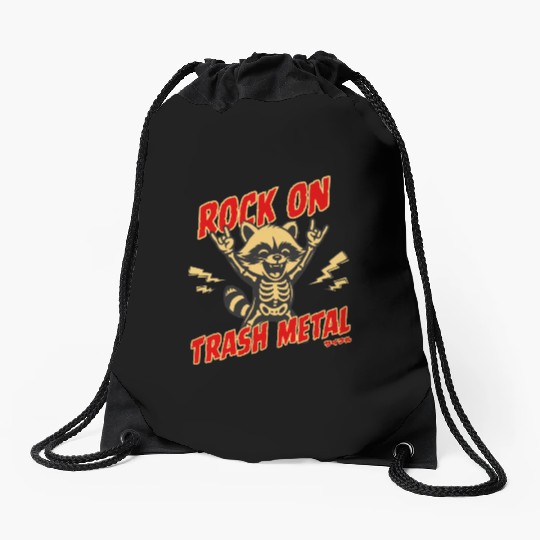 Rock On Trash Metal Raccoon Skeleton Jumpsuit Drawstring Bags