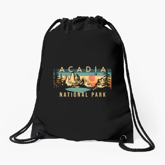 Mountain Sunset at Acadia National Park Drawstring Bags