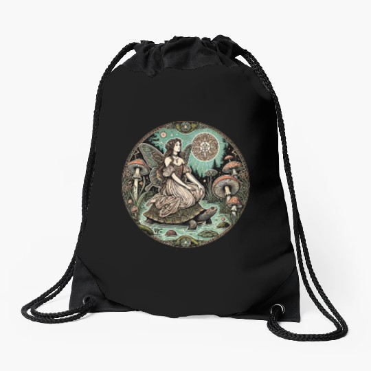 Enchanted Forest Fairy on Turtle Drawstring Bags