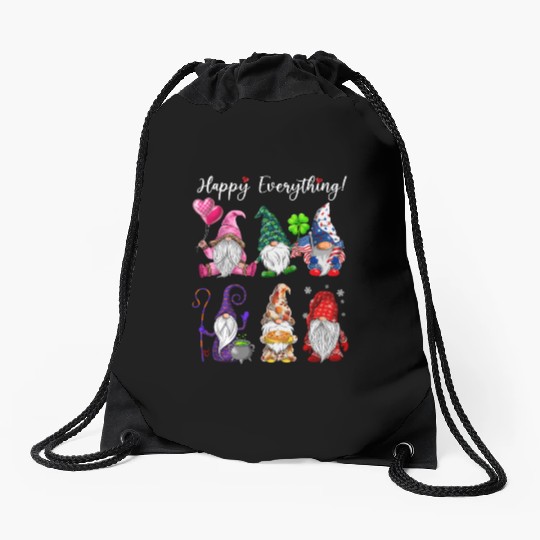 Happy Everything Gnomes Every Seasons All Year Drawstring Bags