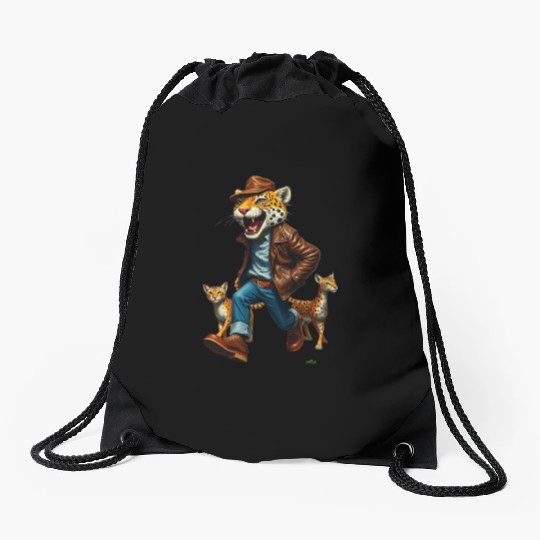 Happy Jack the Jaguar.   by m@xx. Drawstring Bags