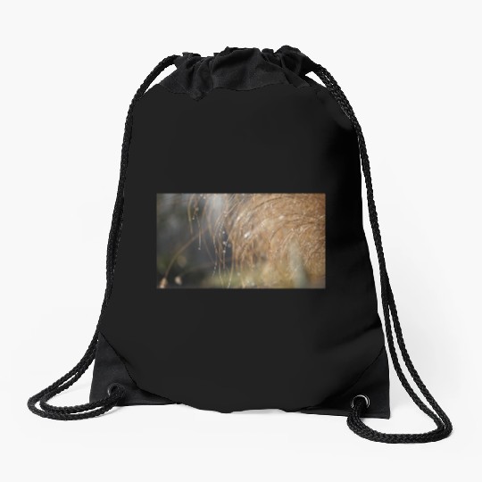 Tiny Dew Drops on Delicate Golden Grass Drawstring Bags