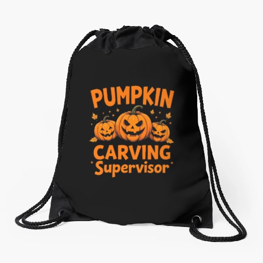 Pumpkin Carving Supervisor Funny Halloween  Drawstring Bags