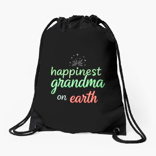 Happiest Grandma on Earth Neon Design Drawstring Bags