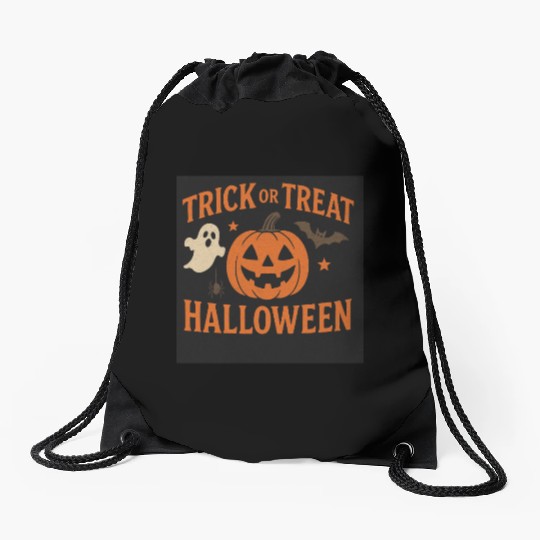Halloween Trick or Treat Pumpkin Design Drawstring Bags