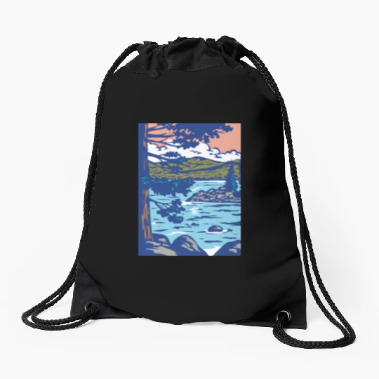 WPA Art Emerald Bay State Park in South Lake Tahoe Drawstring Bags