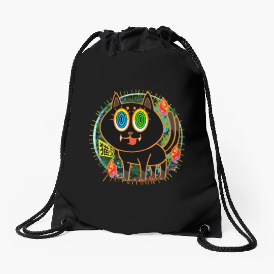 Nekomata Grumpy Cat with Vivid Drawstring Bags