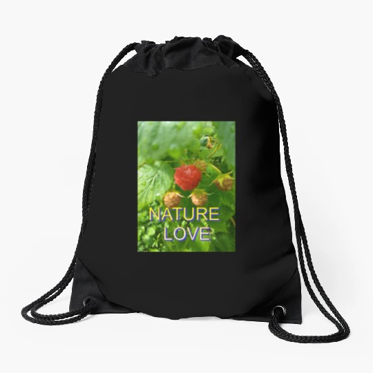 Vivid Raspberry and Greenery Nature Design Drawstring Bags