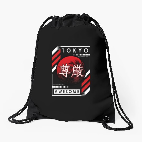 Tokyo Sunset Awesome Drawstring Bags