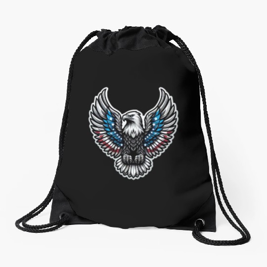 Patriotic Eagle Emblem Drawstring Bags