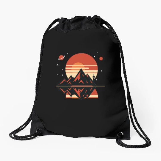 Retro Horizon Drawstring Bags