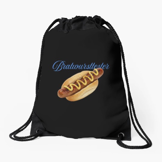 Hot Dog with Mustard Illustration Drawstring Bags