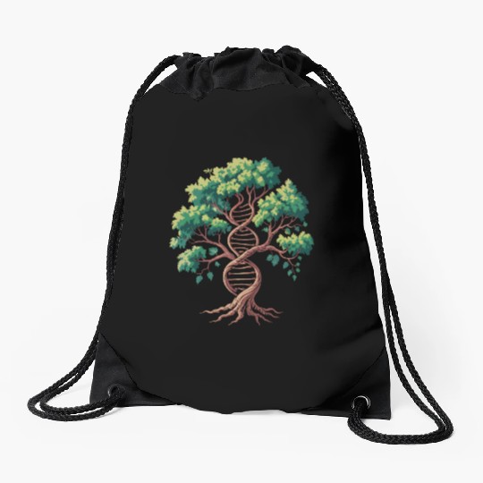 Tree of Life with DNA Spiral Drawstring Bags
