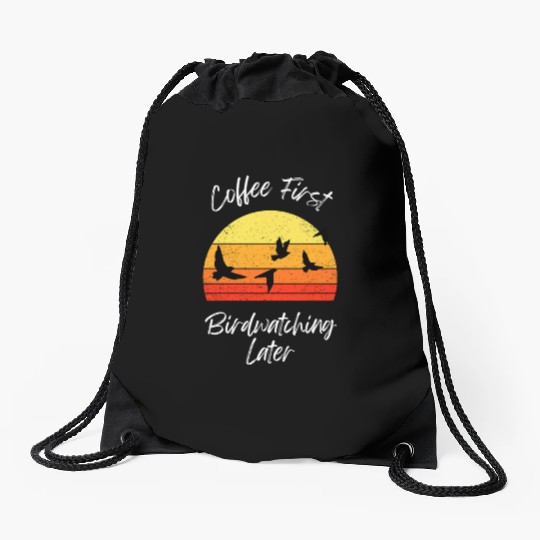Coffee Fire Birdwatching Sunset Drawstring Bags