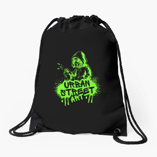 Urban Street Art Graffiti Gas Mask T-Shir Drawstring Bags