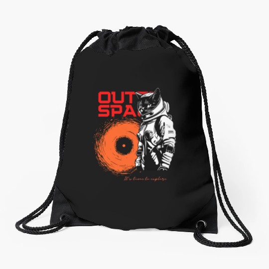Space Cat Astronaut Adventure Drawstring Bags