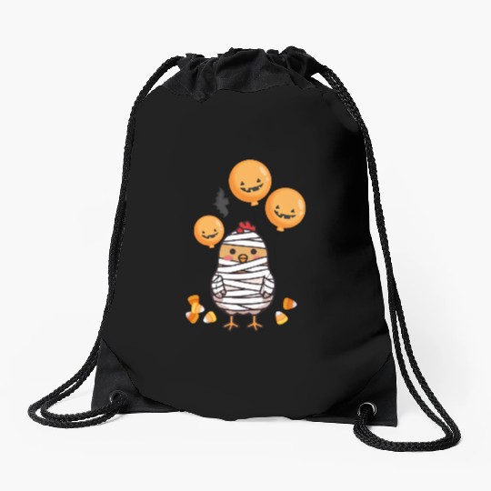 Festive Chick in Mummy Costume Drawstring Bags