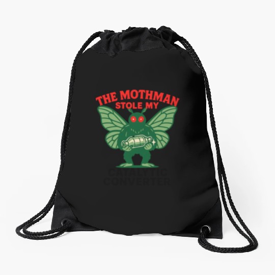 The Mothman Stole My Catalytic Converter – Green M Drawstring Bags