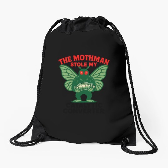 The Mothman Stole My Catalytic Converter – Green M Drawstring Bags
