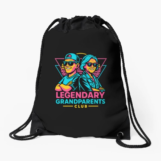 Legendary Grandparents Retro Neon Drawstring Bags