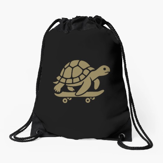 Minimalist turtle skateboard skateboarder Drawstring Bags