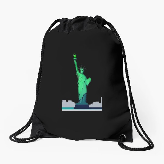 Modern Minimal Statue of Liberty – New York Icon Drawstring Bags