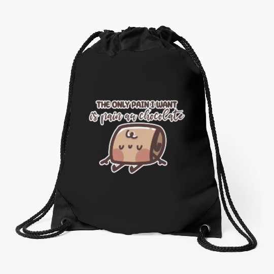 Chocolate Pain Character Illustration Drawstring Bags