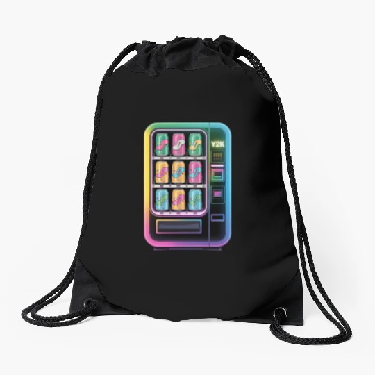 Y2K Cyber Vending Machine with Iridescent Drinks Drawstring Bags