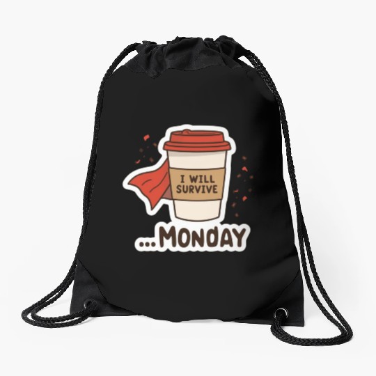 Superhero Coffee Survival Design Drawstring Bags