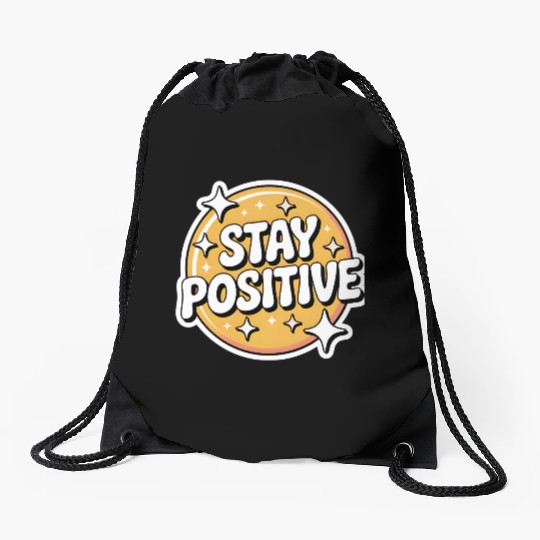 Positive Vibes Motivational Sticker Drawstring Bags