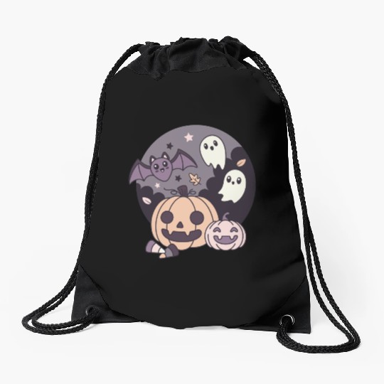 Halloween Kawaii Pumpkin Ghost Bat Drawstring Bags