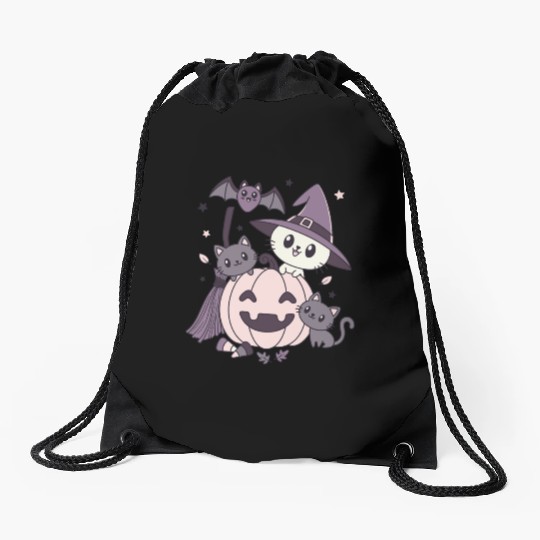 Halloween Kawaii Cat Pumpkin Ghosts Drawstring Bags