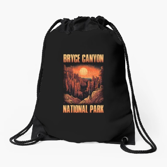 Bryce Canyon National Park Sunset Illustration Drawstring Bags