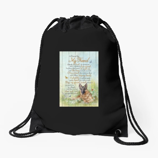 Grateful Pet Friend Prayer Wall Art Drawstring Bags