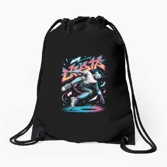 Cyber Skater Skateboarder Streetwear Futuristic Drawstring Bags