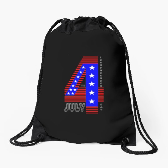 July 4th Stars and Stripes Independence Design Drawstring Bags