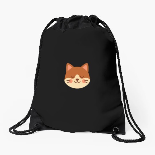 Minimal Cat Face – Cute Kitty Drawstring Bags