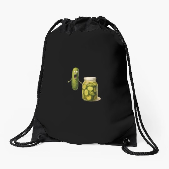 Whimsical Pickle Cucumber Character Drawstring Bags