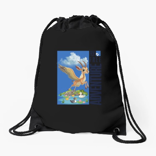 Flying Mythical Waterfowl with Adventure Theme Drawstring Bags