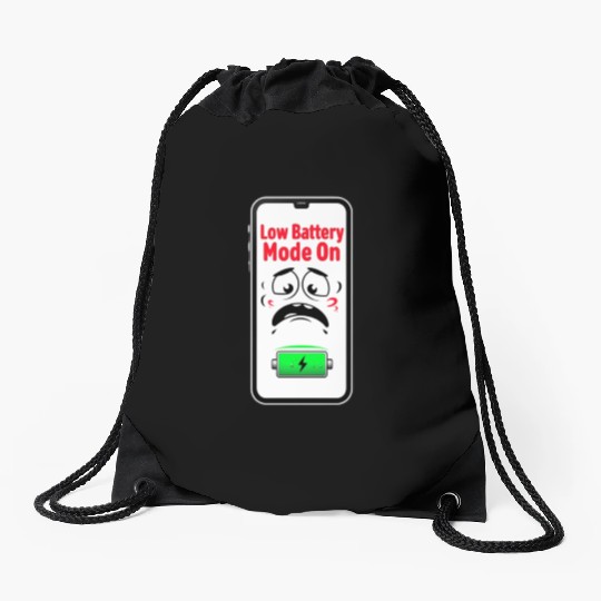 Low Battery Mode Sad  Drawstring Bags