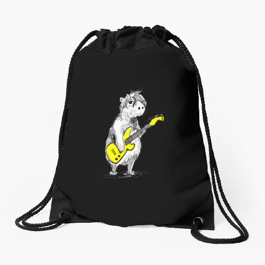 Capybara Guitarist Drawstring Bags
