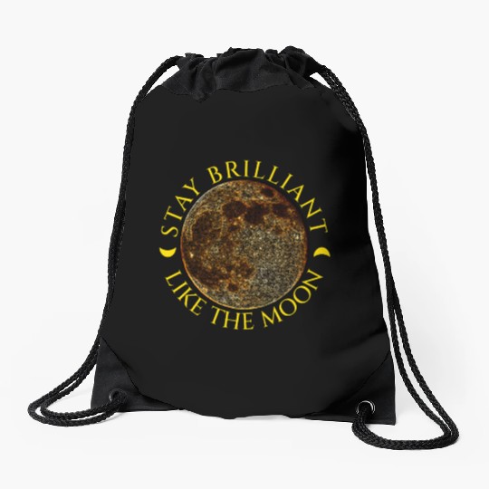 Full Moon & Golden Crescents Quote Drawstring Bags