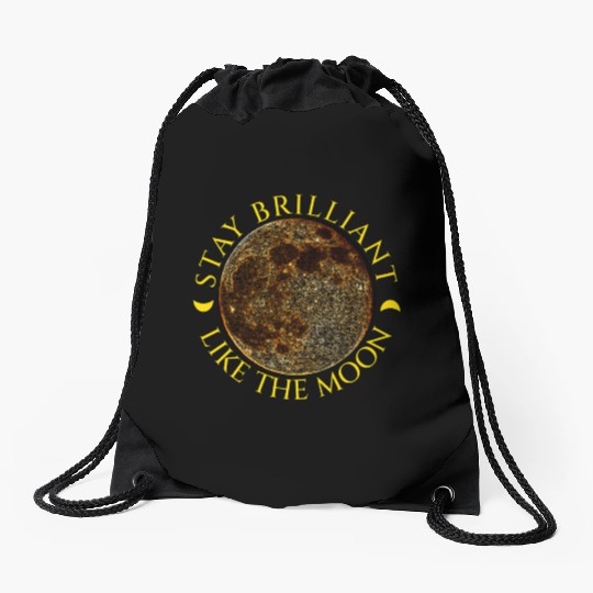 Full Moon & Golden Crescents Quote Drawstring Bags