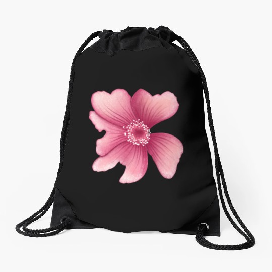 Elegant Pink Hibiscus Floral Design Drawstring Bags